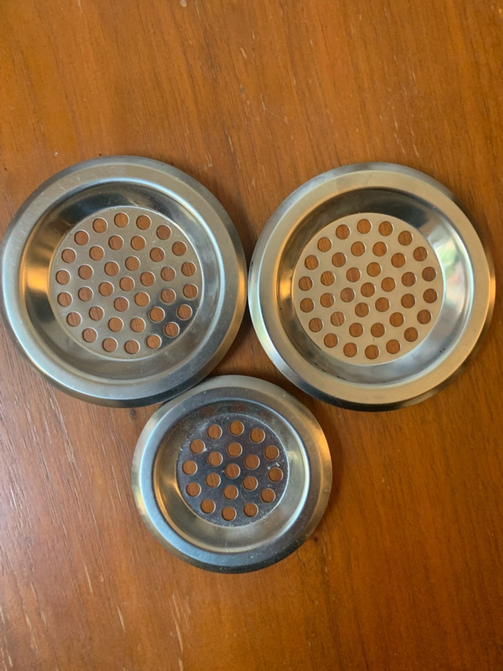 Set of 3 Stainless Steel Sink Strainers - Silver